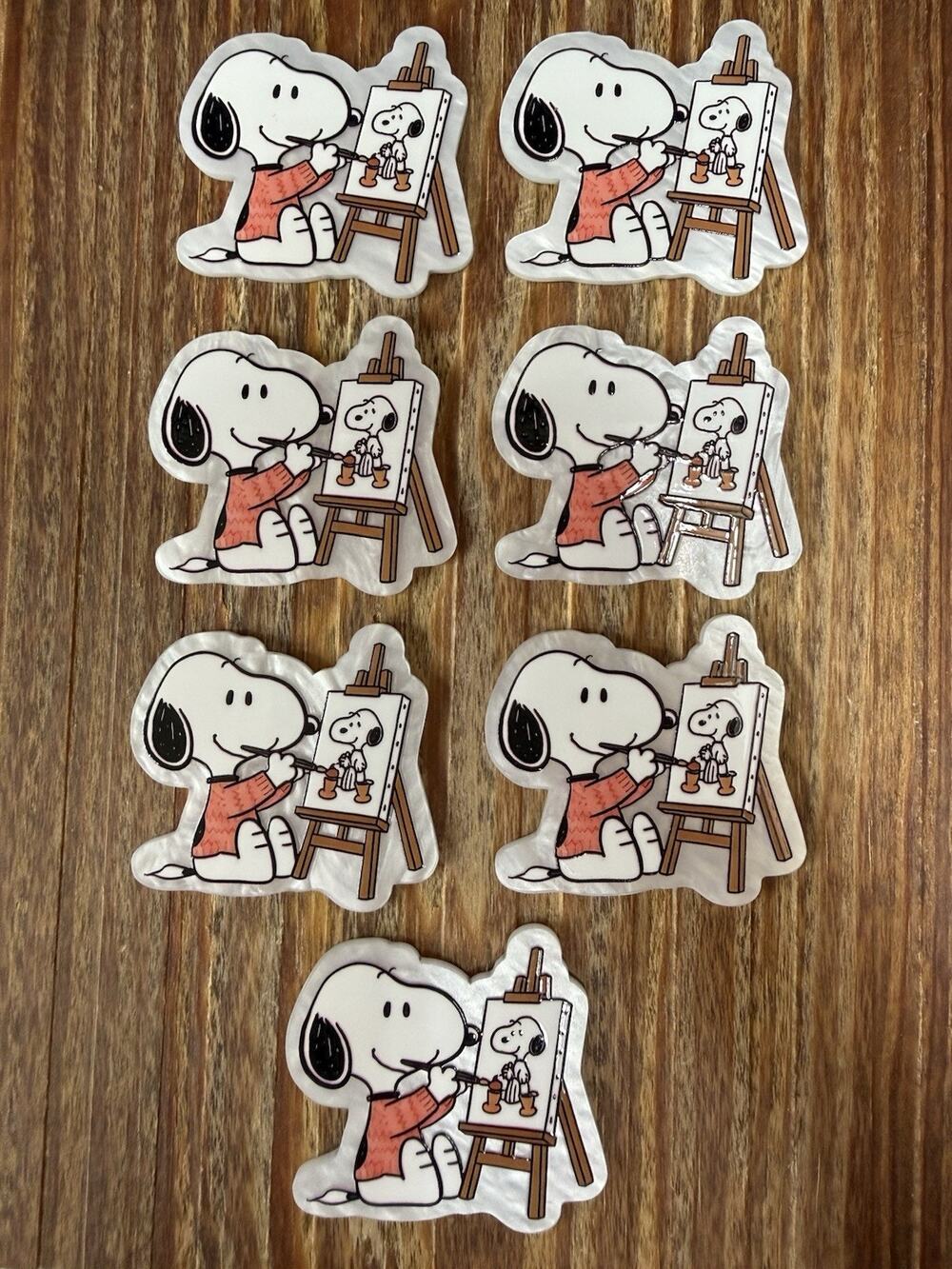 7 Pc Artist Snoopy Acrylic Flatbacks